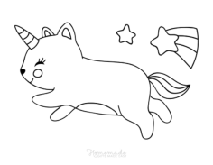Cute Caticorn Shooting Star Unicorn Coloring Pdf, Free Vectors File